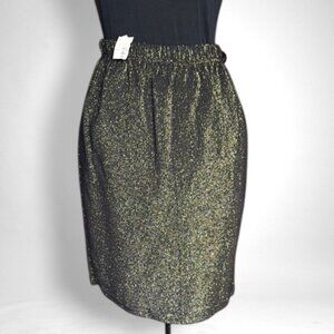 Vintage Chaus Sport Black and Gold Metallic Pencil Skirt Medium NWT